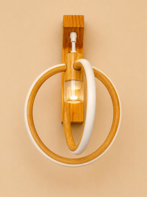 4436 1w modern double ring led wooden wall lamp