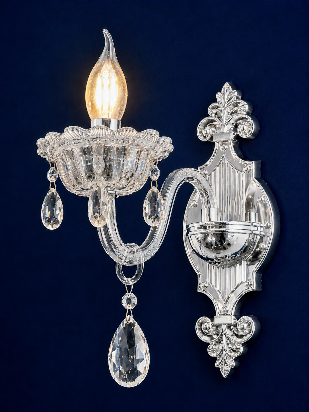 88036-1W Luxury Crystal Chrome Wall Lamp