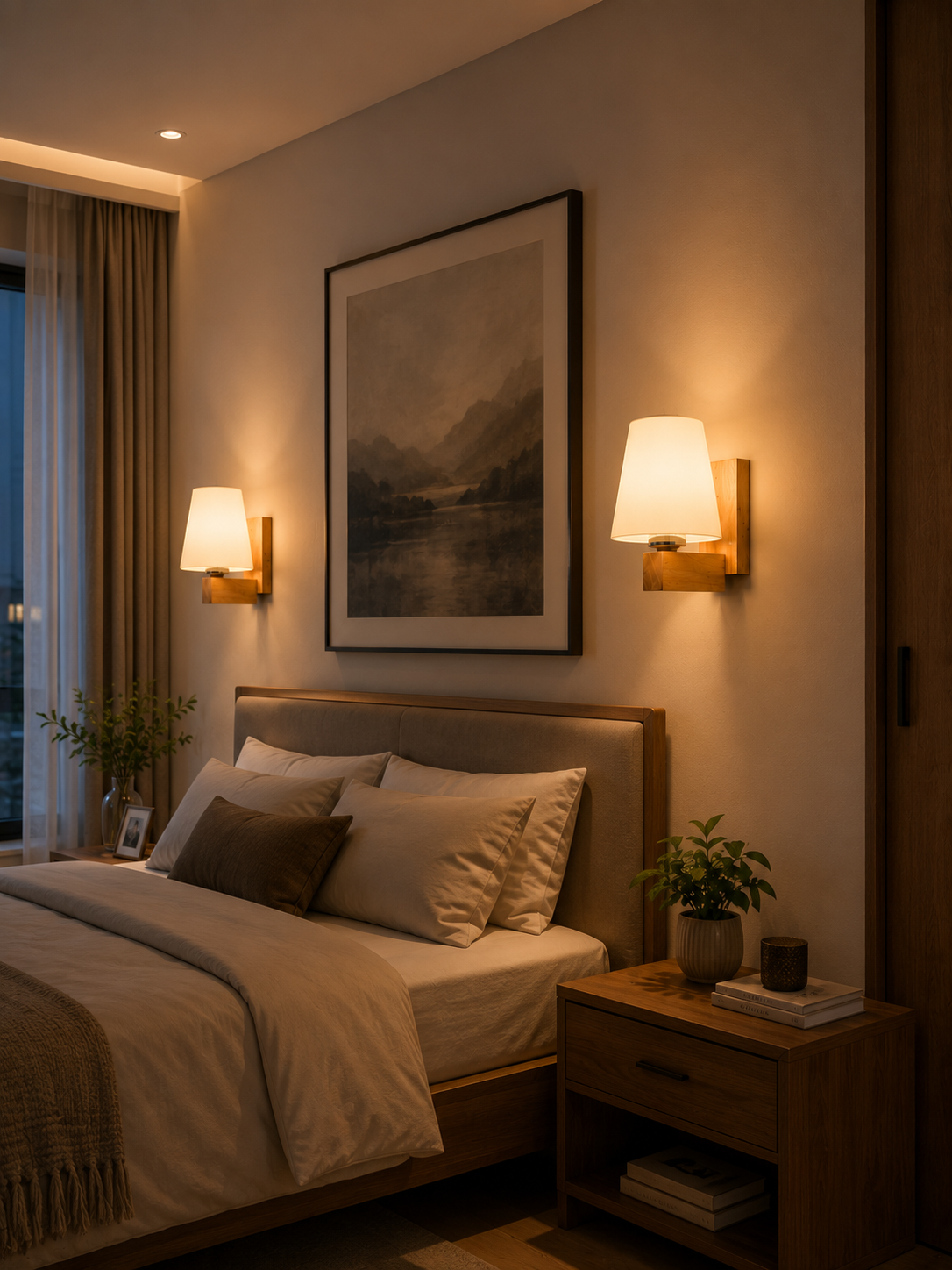 g49 1w modern wooden fabric wall lamp – decorative indoor wall light
