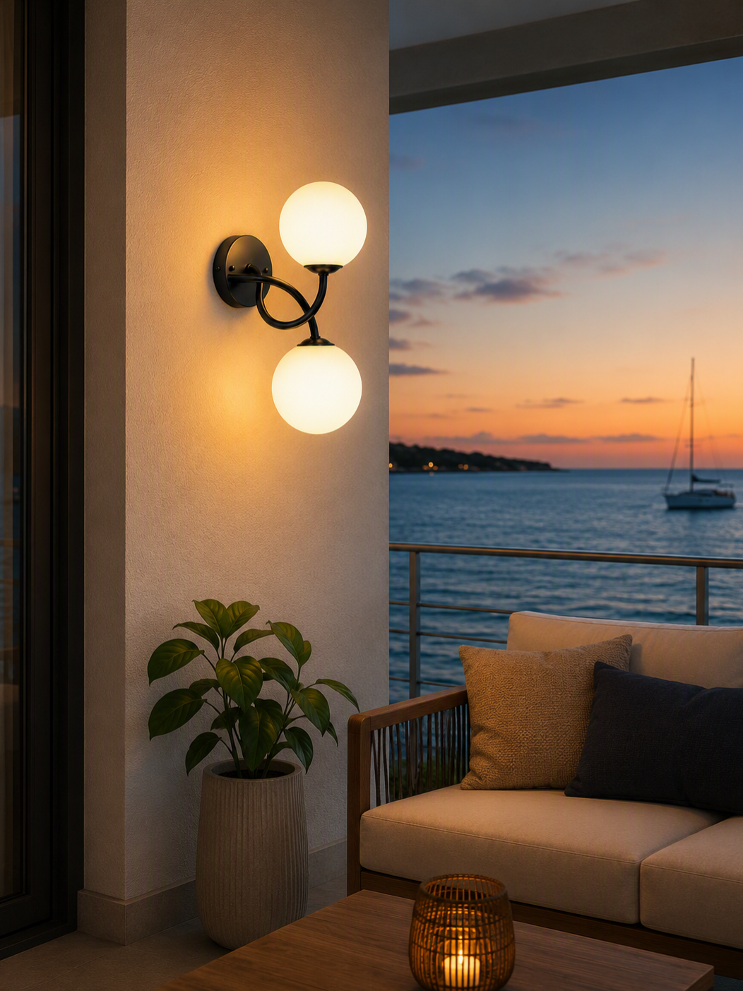 g6016 1w double globe glass wall lamp lighthouse mauritius
