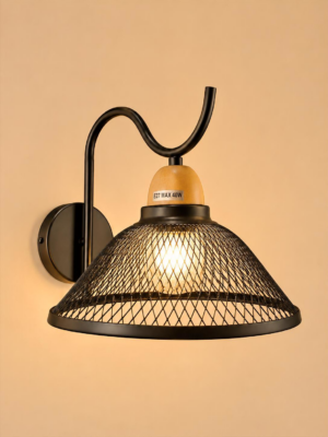 2055-1B Modern Black Metal Mesh Wall Lamp | Lighthouse Mauritius