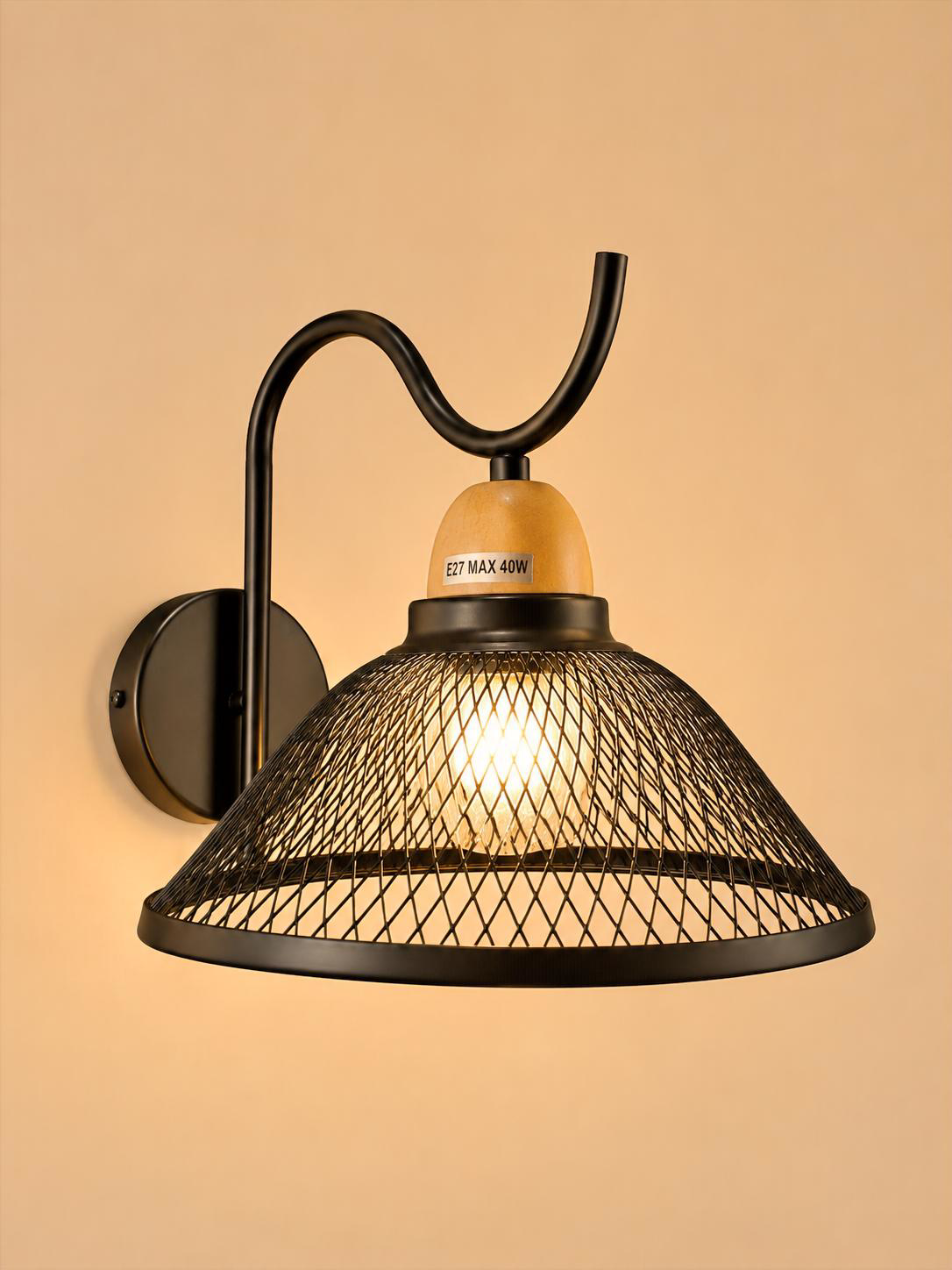 2055-1B Modern Black Metal Mesh Wall Lamp | Lighthouse Mauritius
