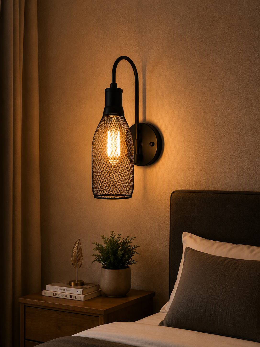2060-1B Industrial Black Mesh Wall Lamp | Modern Decorative Indoor Wall Light - Image 2