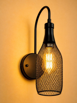 2060-1B Industrial Black Mesh Wall Lamp | Modern Decorative Indoor Wall Light