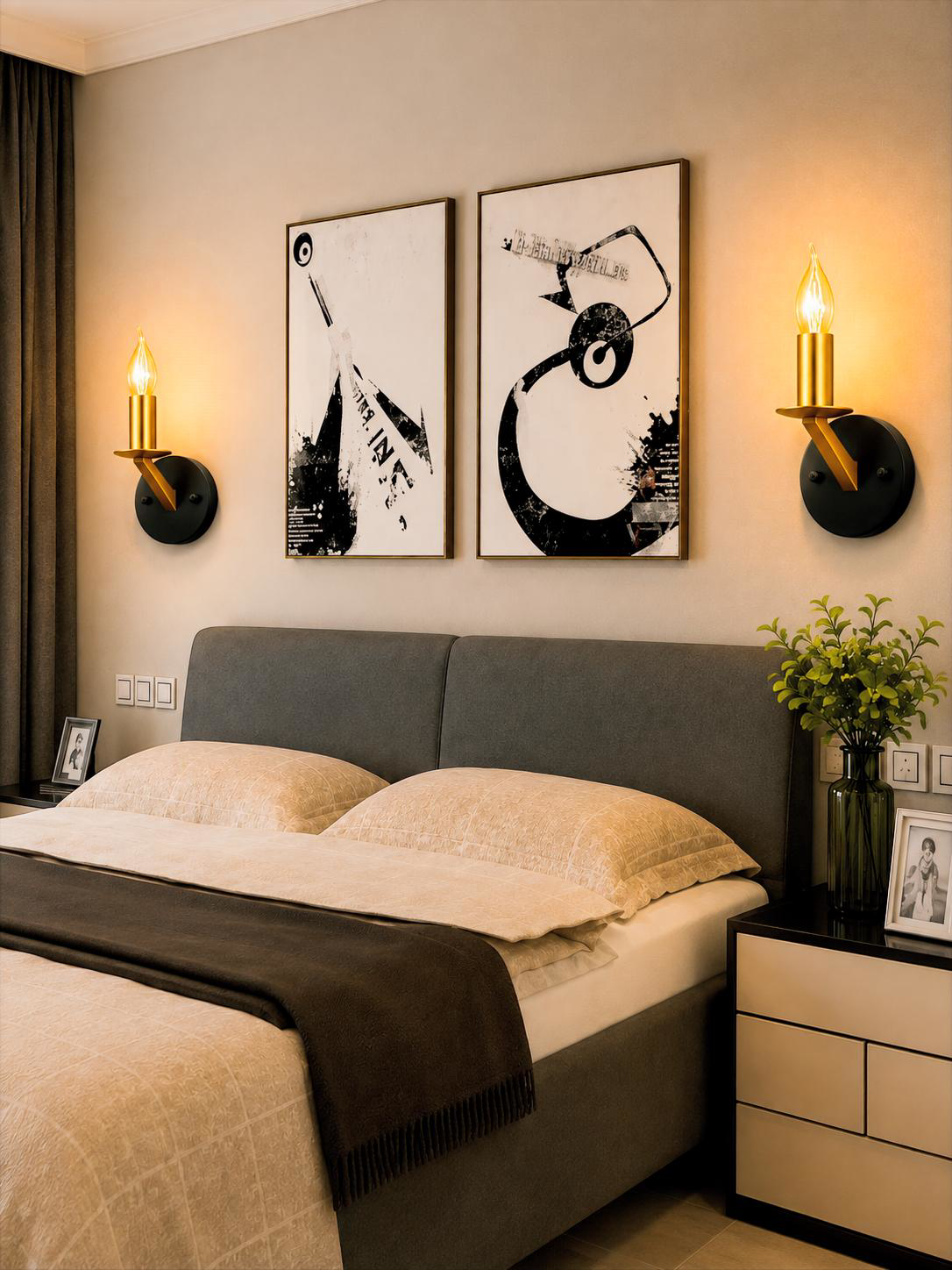B89038-1W Modern Gold & Black Wall Lamp - Image 2