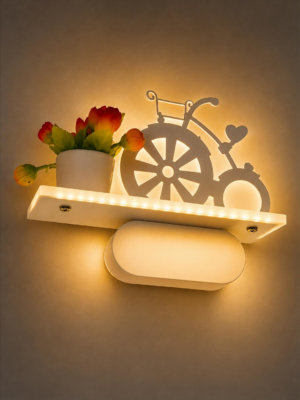 DY8005 Modern LED Decorative Shelf Wall Lamp with Bicycle & Flower Pot Design