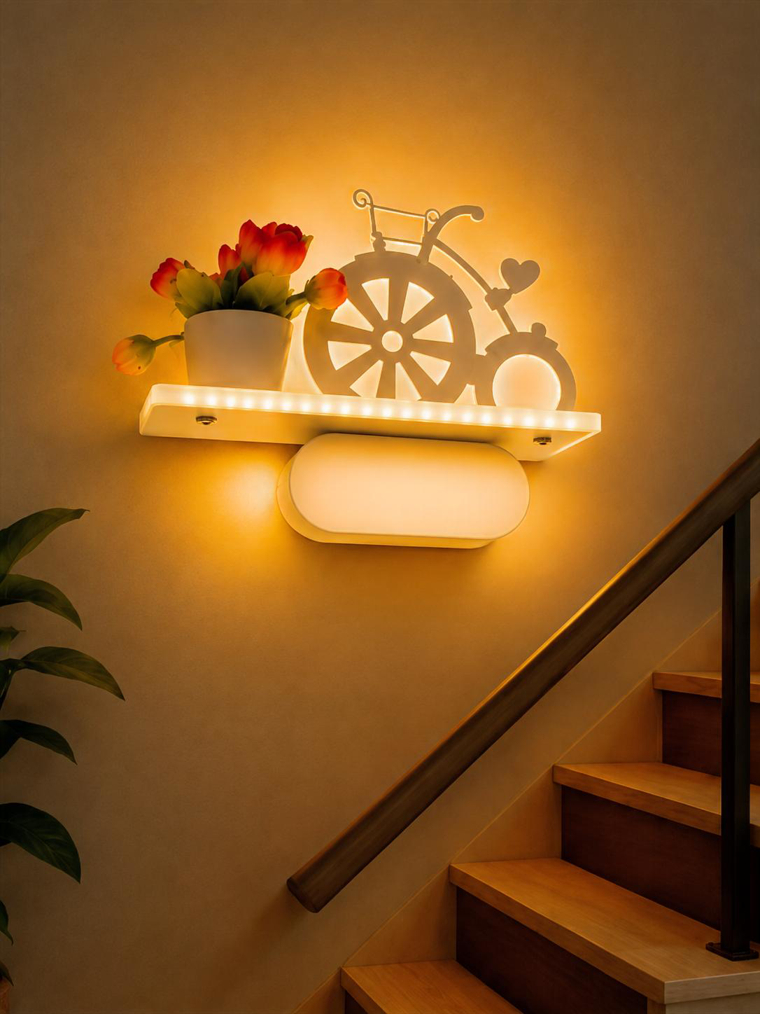 DY8005 Modern LED Decorative Shelf Wall Lamp with Bicycle & Flower Pot Design - Image 2