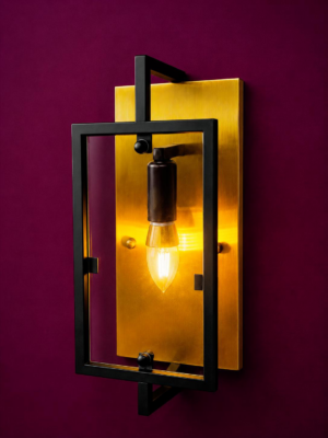 MB5002-1W Modern Black & Gold Glass Wall Lantern