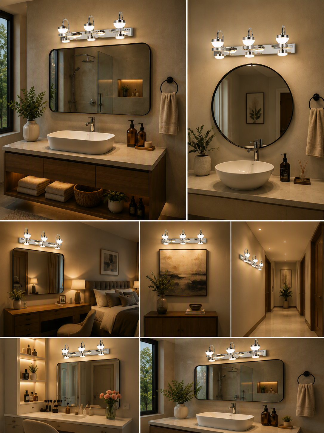 S292/3L Modern Triple LED Vanity Wall Lamp - Image 2